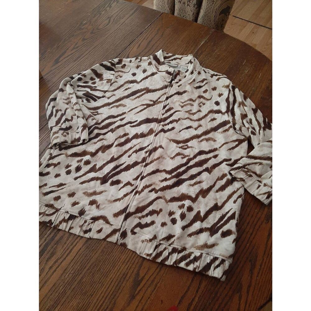 XL Size 16 Chicos Size 3 Zenergy by Chicos Front Zip Animal Print Jacket